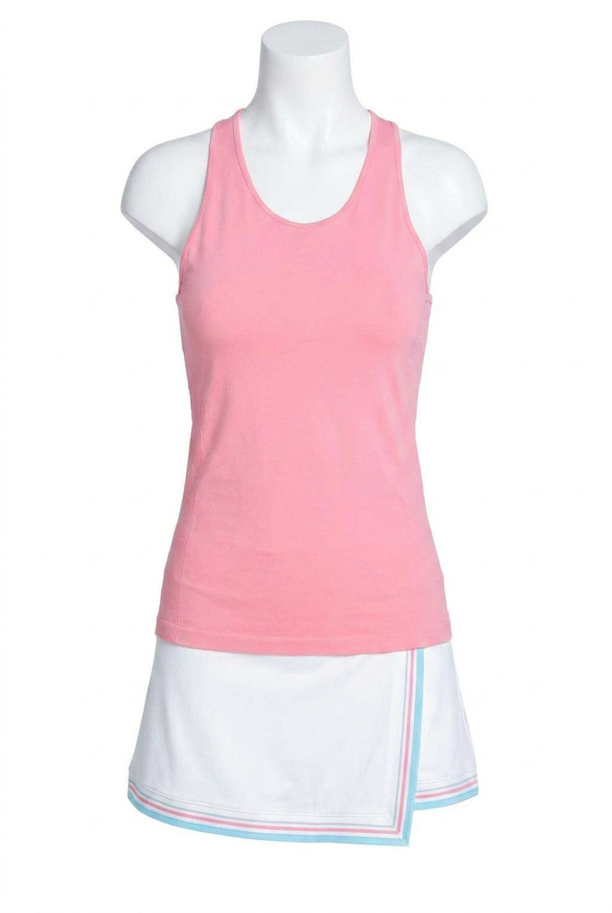 NEW LUCKY IN LOVE seamless high neck tank with built in bra in pink